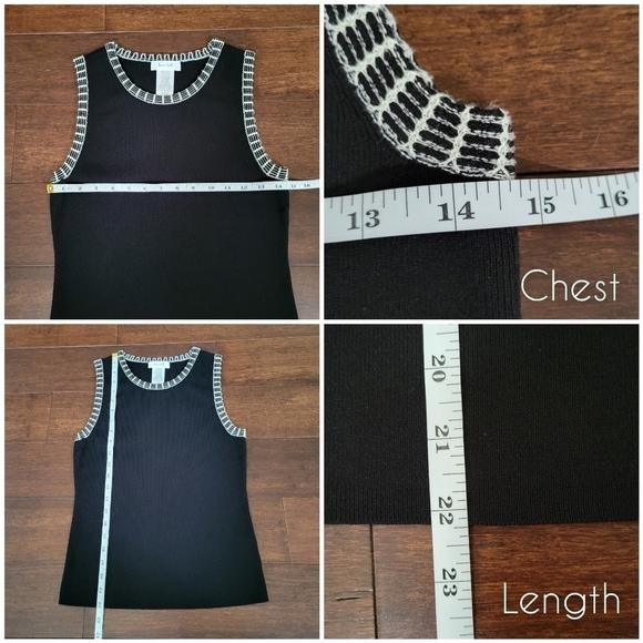 Kate Hill black sleeveless knit top sweater w/ crochet hem- size XS - Picture 6 of 7